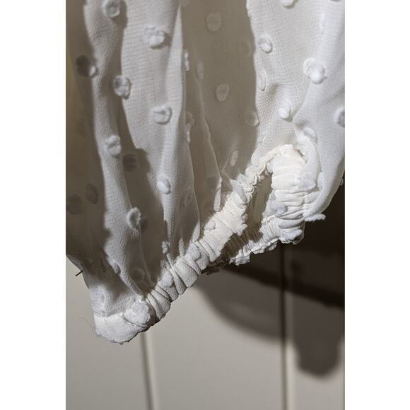 J. Crew NWT Swiss Dot Ivory Ruffle Trim V-Neck Popover Blouse Womens Sz S - Picture 8 of 12